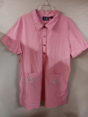 CB Pink Short Sleeve Dress with Embroidered Pockets Size 3x
